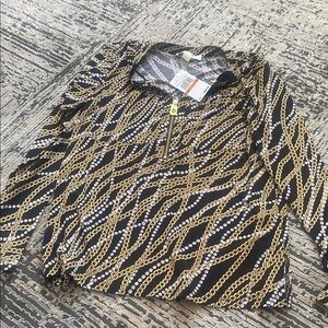 Michael Kors Black and Gold Chain Pattern Top